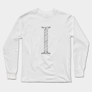 Henna Alphabet I / Henna Letter I - Black Henna Line Art Long Sleeve T-Shirt